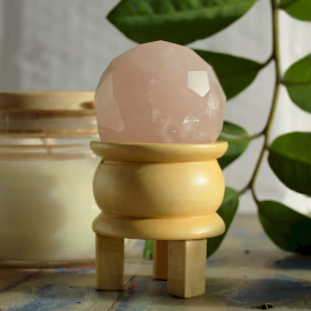 Edelsten Facettert Healing Ball & Stativ - Rosenkvarts