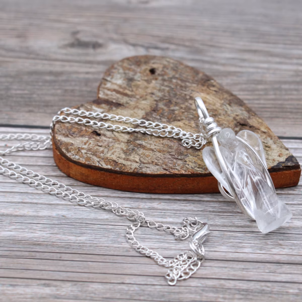 Gemstone Guardian Angel Pendant - Rock Quartz - Image 3