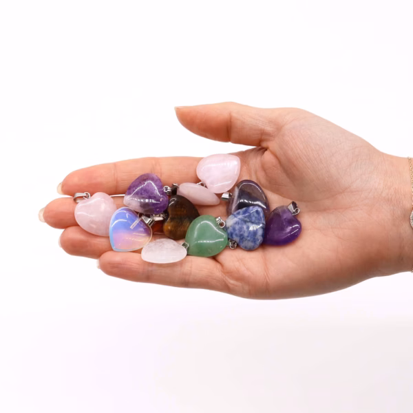 Gemstone Heart Pendants (12 Assorted)  20X6Mm - Image 2