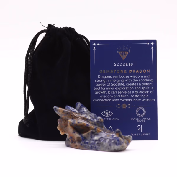 Cabeza De Dragon De Piedra Preciosa - Grande - Sodalita - 60X30X35 Mm