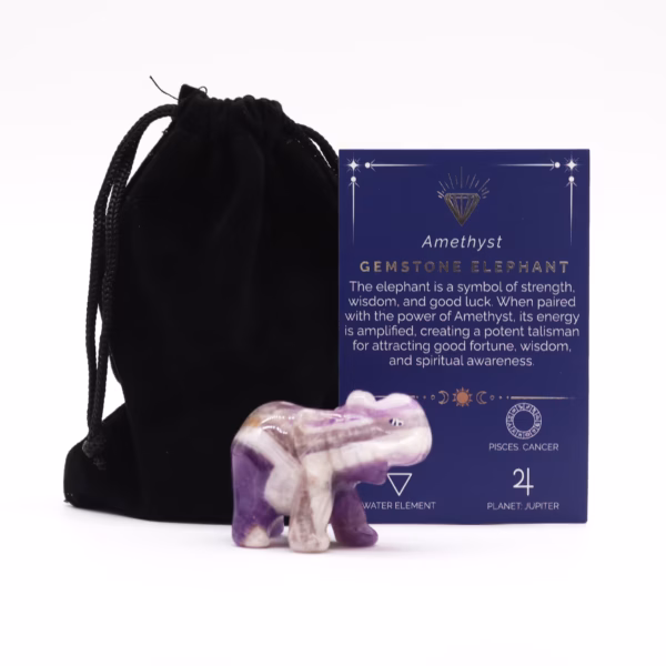Edelsten Lucky Elephant - Ametyst 50x35x25mm