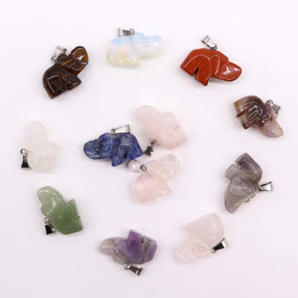 Ädelstenshängen - Lyckoelefanter (12 Olika) 25X15Mm
