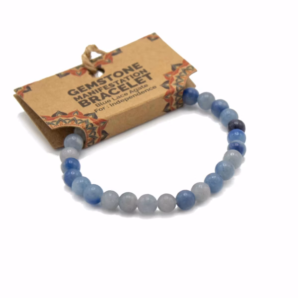 Pulsera Manifestación Piedras Preciosas - Ágata Azul - Independencia - Imagen 2