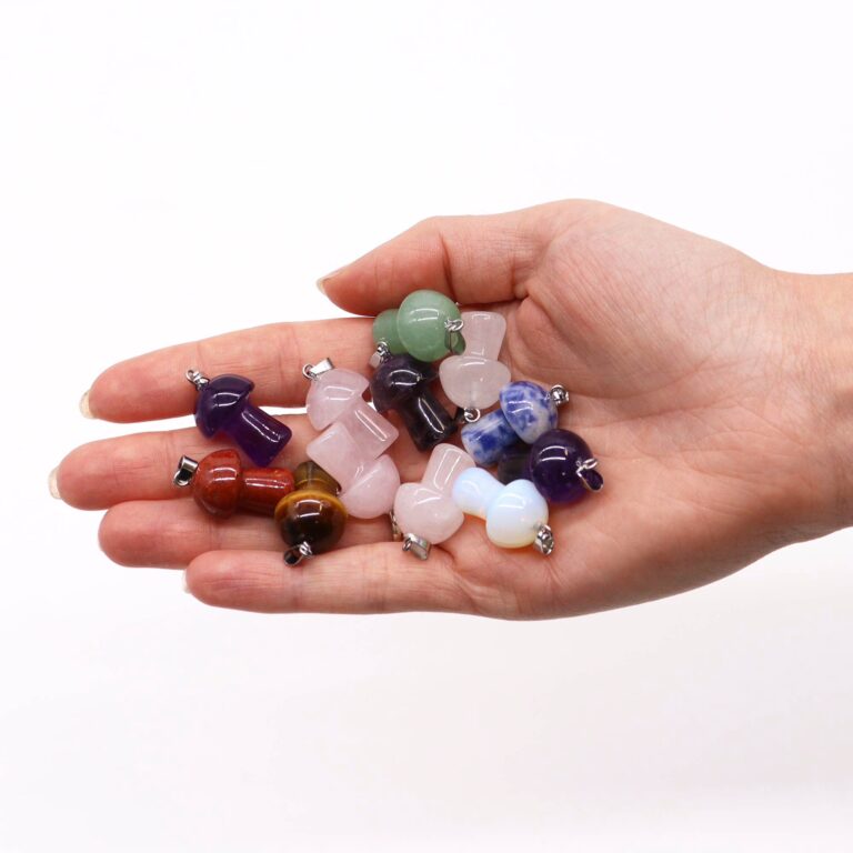 Gemstone-Mushrooms-Pendants-12-assorted-20x15mm