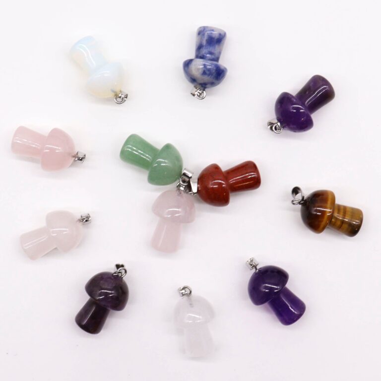 Gemstone-Mushrooms-Pendants-12-assorted-20x15mm