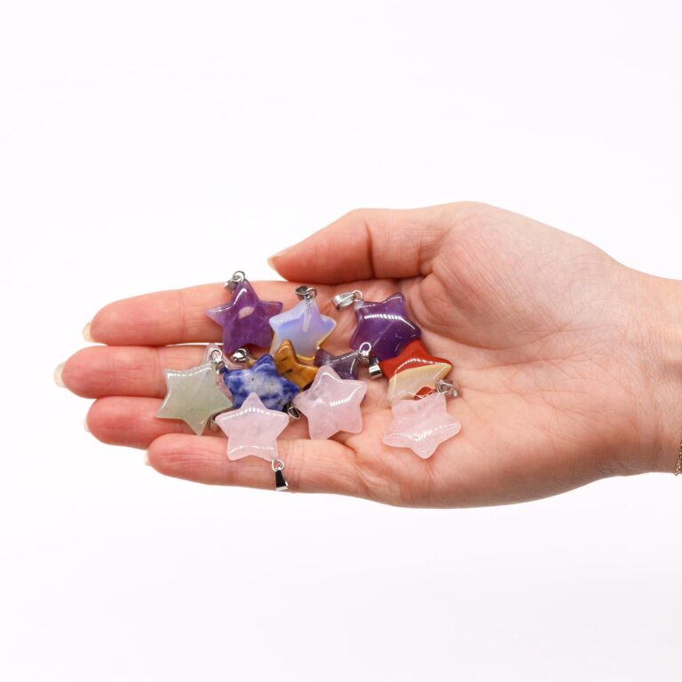 Gemstone-Stars-Pendants-12-assorted-20x6mm