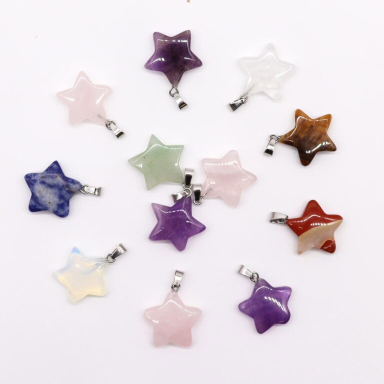 Gemstone-Stars-Pendants-12-assorted-20x6mm