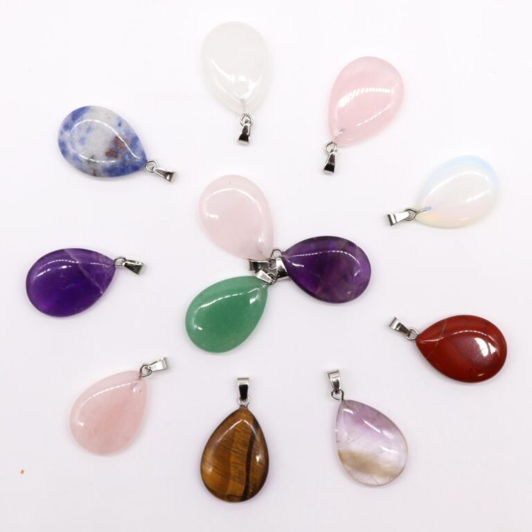 Gemstone-Teardrops-Pendants-12-assorted-25x18mm