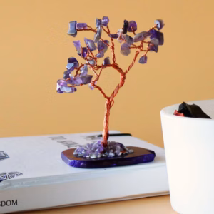Gemstone Tree - Ametyst På Naturlig Agatbunn (35 Steiner)