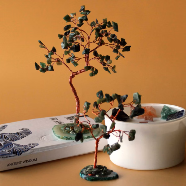 Gemstone Tree - Grønn Aventurin På Grønn Agatbase (35 Steiner) - Bilde 2