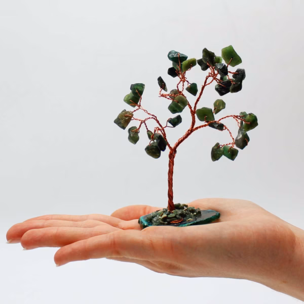 Gemstone Tree - Grønn Aventurin På Grønn Agatbase (35 Steiner) - Bilde 4