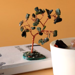 Gemstone Tree - Grønn Aventurin På Grønn Agatbase (35 Steiner)