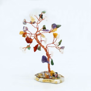 Edelsteinbaum - Mehrere Steine auf Natürlicher Achatbasis - 35 Steine