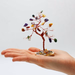Edelsteinbaum - Mehrere Steine auf Natürlicher Achatbasis - 35 Steine