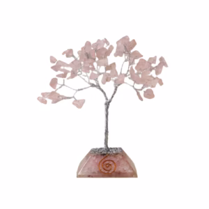 Gemstone Tree med Organite Base - 80 Steiner - Rosenkvarts