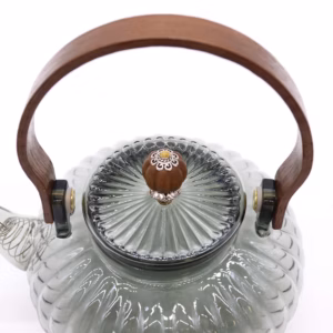 Tetera de Vidrio con Infusor - Perla Estriada Carbón - 950ml