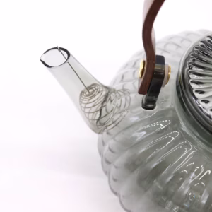 Tetera de Vidrio con Infusor - Perla Estriada Carbón - 950ml