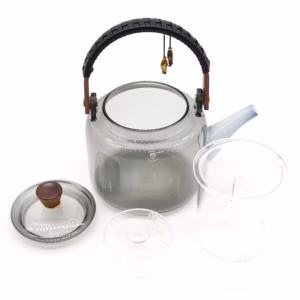 Teekanne aus Glas mit Sieb - Mit Dampfgarsystem - Anthrazit - 1000ml