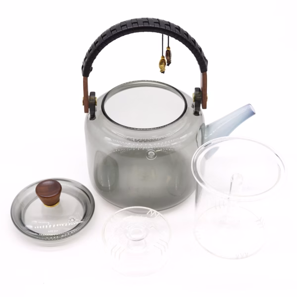 Tekanne Av Glass - med Dampsystem Trekull - 1000ml - Bilde 3