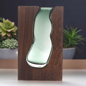 Glazen Vaas / Terrarium Binnen Donker Tung Hout - 14.5x5x23cm