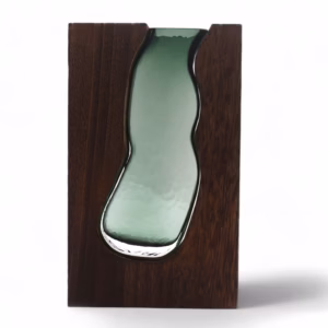 Glazen Vaas / Terrarium Binnen Donker Tung Hout - 14.5x5x23cm