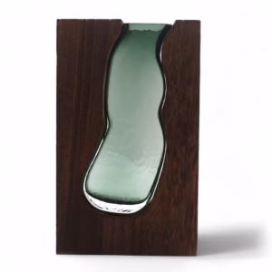 Glazen Vaas / Terrarium Binnen Donker Tung Hout - 14.5x5x23cm
