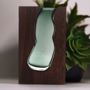Glazen Vaas / Terrarium Binnen Donker Tung Hout - 14.5x5x23cm