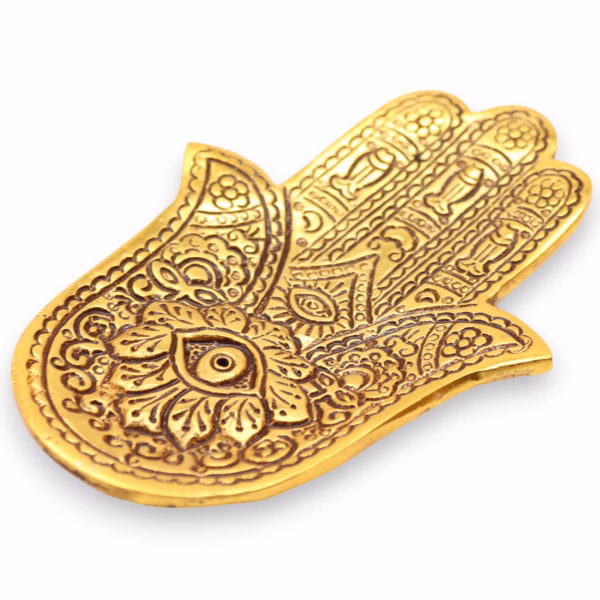 Hamsa Røkelsesholder I Gull Aluminium 13x5,5 cm Liten - Bilde 3