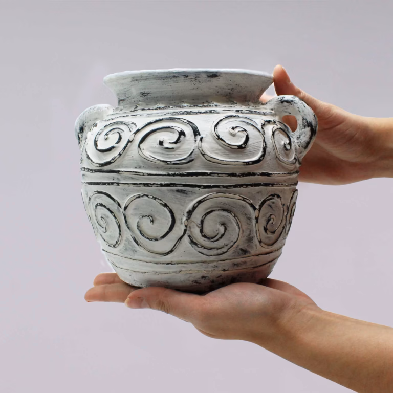 Greek-Clay-Plant-Pot-With-Handles-Cream-15cm