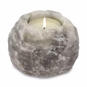 Grå Ljushållare av Himalayasalt 600-800g - Grey Salt Candle Holder 600-800g