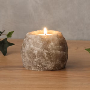 Grå Ljushållare av Himalayasalt 600-800g - Grey Salt Candle Holder 600-800g