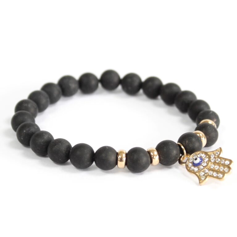 Hamsa-Black-Agate-Gemstone-Bracelet