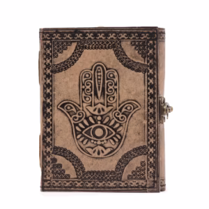 Hamsa - Esoterisk Notatbok - Antikkgrå - 200 Sider Stikkant - 17,5x12,5x3cm