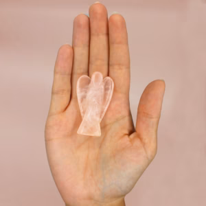 Angel de Piedras Preciosas Tallado a Mano - Cuarzo Rosa