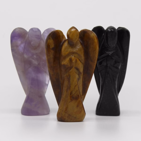 Håndskåret Edelsten-Engel - Hvit Howlite - Bilde 5