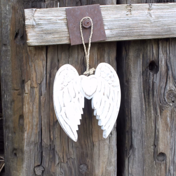 Hand Crafted Small Double Angel Wing &Amp; Heart - 15Cm - Image 3