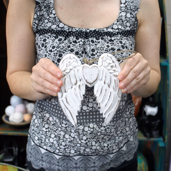 Hand Crafted Small Double Angel Wing &Amp; Heart - 15Cm - Image 5