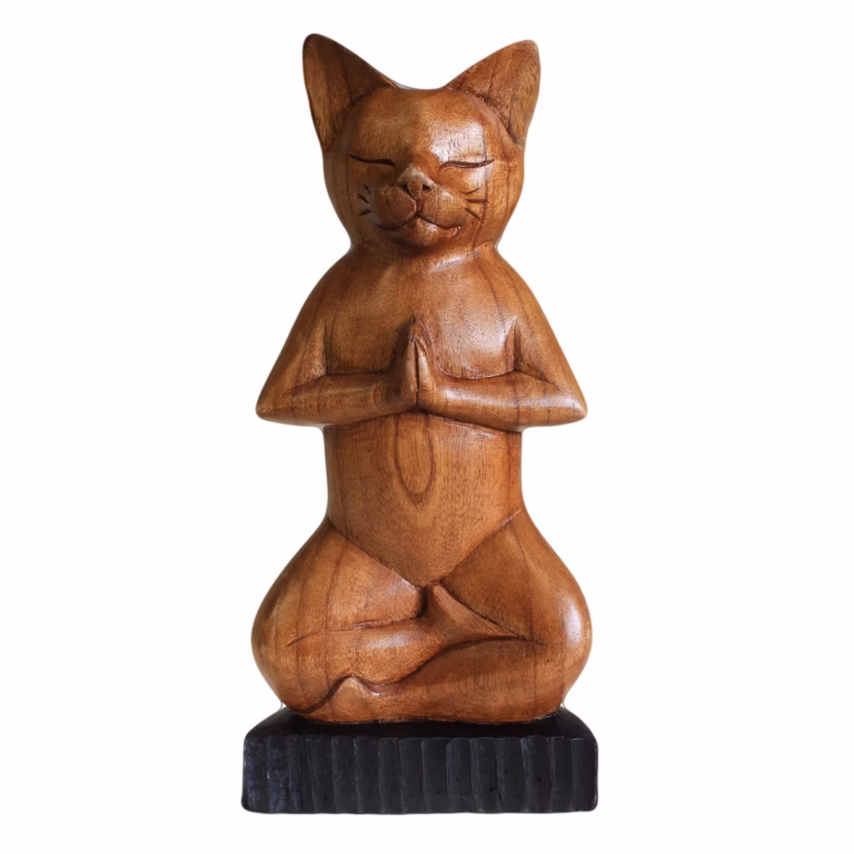 Handcarved-Yoga-Cat-Lotus