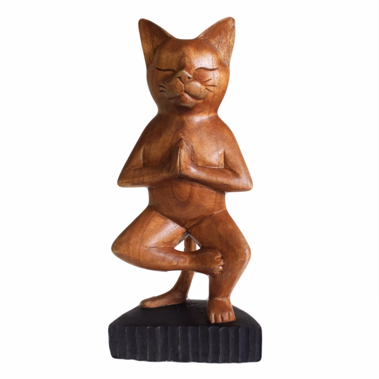 Handcarved-Yoga-Cat-One-Leg