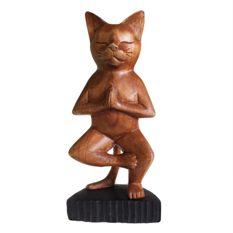 Handcarved-Yoga-Cat-One-Leg