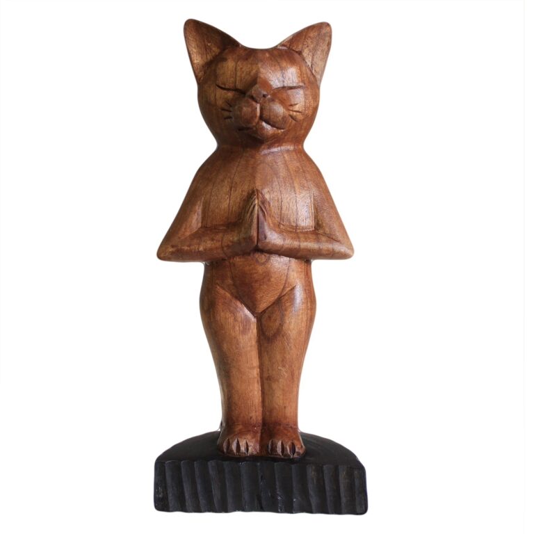 Handcarved-Yoga-Cat-Standing
