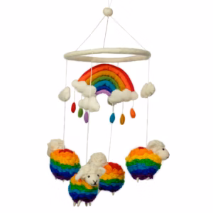 Handgemachtes Filz - Mobile - Regenbogenschaf