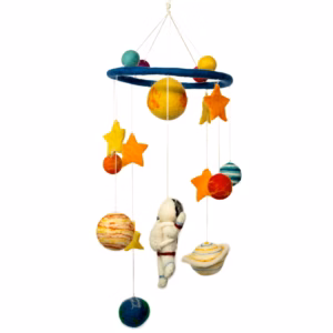 Handgemachtes Filz - Mobile - Starman & Planeten