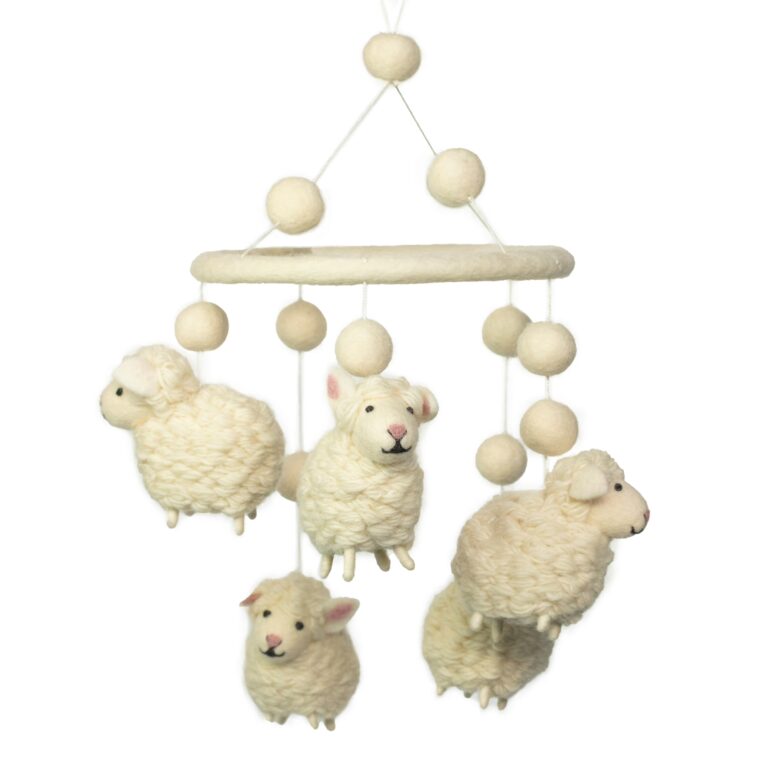 Handmade-Felt-Mobile-White-Sheep