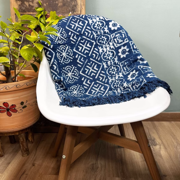 Håndlavet Indigo Plaid - 170X120cm - Desi Stripes