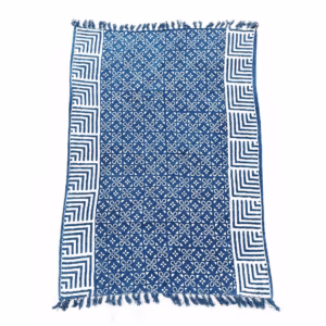 Håndlaget Indigo Pledd - 170x120cm - Kasba Tiles
