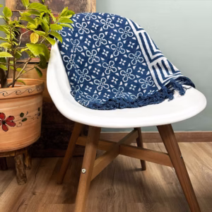 Håndlavet Indigo Plaid - 170X120cm - Kasba Tiles