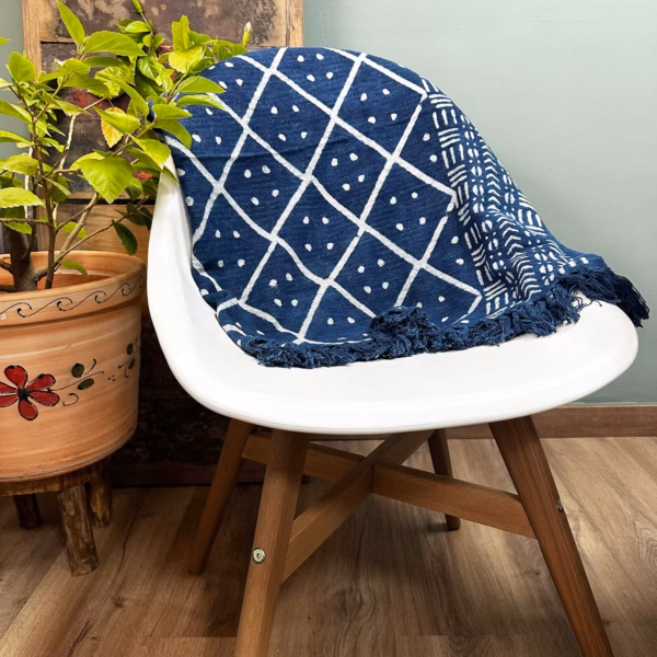 Håndlaget Indigo Pledd - 170x120cm - Midnight Heerak