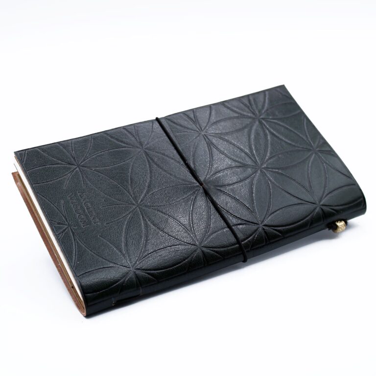 Handmade-Leather-Journal-Flower-of-Life-Green-80-pages