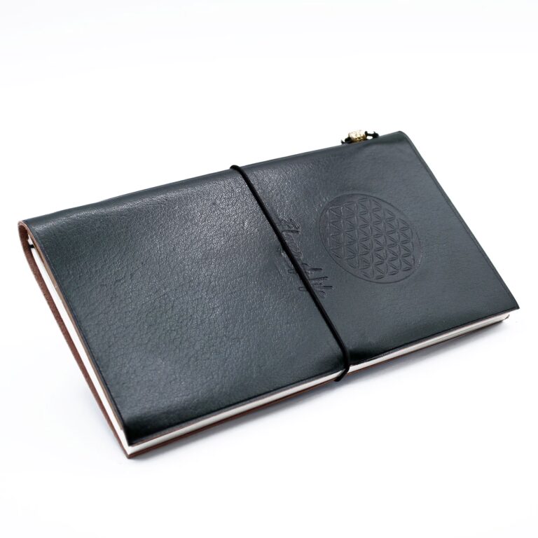 Handmade-Leather-Journal-Flower-of-Life-Green-80-pages